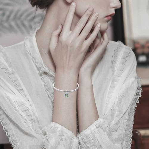 LaMenars 2025 Four Leaf Clover Lab-Grown Dangle Charmper Braccialetti in Argento Sterling 925 Charms Donna Mother's Day Birthday Anniversary Jewelry for Wife