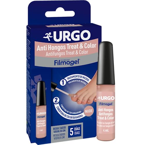 Urgo - Treat & Color Filmogel® - Tratamiento de los hongos en las uñas (onicomicosis o micosis de la uña) - Fórmula 2 en 1 anti-hongos con color nude - Frasco de 4 ml