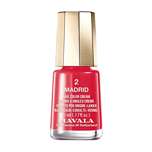 MAVALA - Mini Colors Madrid 02 5 ml, Esmalte de Uñas Pequeño, Color Rojo, Minimiza la Evaporación, Formulados con Ingredientes Seleccionados, Práctico para Llevar