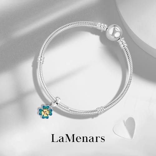 LaMenars 2025 Four Leaf Clover Lab-Grown Dangle Charmper Braccialetti in Argento Sterling 925 Charms Donna Mother's Day Birthday Anniversary Jewelry for Wife