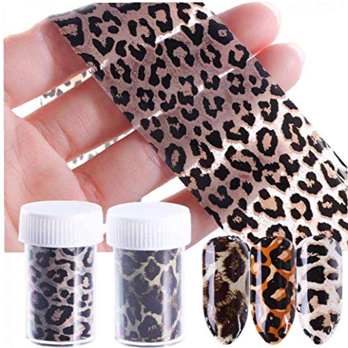 1 Roll Leopard Print Nail Foil Transfer Slider Sticker Animal Starry Adhesive Nail Wrap Decal 3D Decoration Tips Manicure Random Color