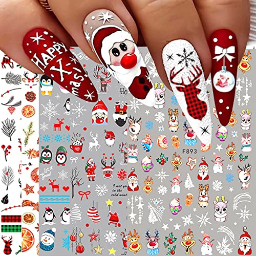 10 Hojas Pegatinas Para UÃ±as Navidad Gnomo Elk Copo de nieve Autoadesiva Nail Art Stickers DecoraciÃ³n